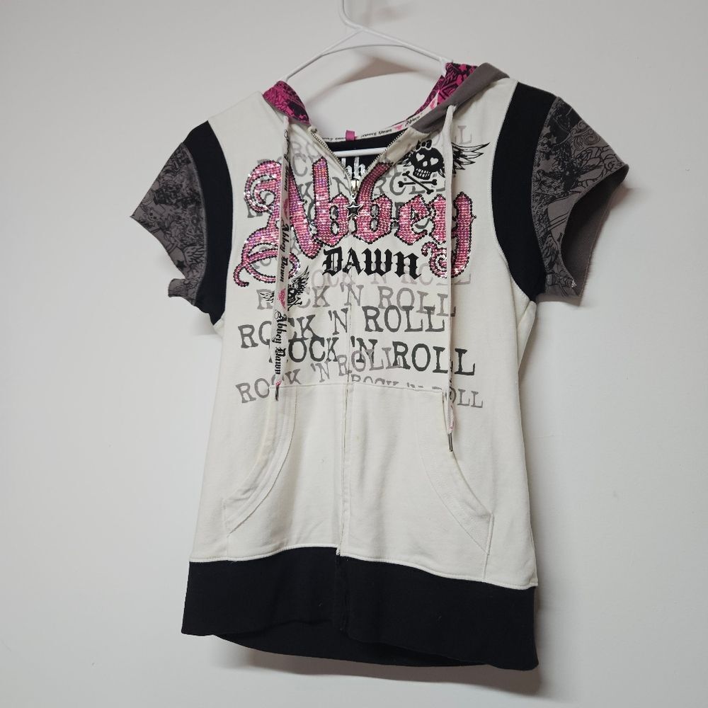 Super Rare Abbey Dawn By Avril Lavigne Short Sleeve Zip Up Hoodie Size Medium